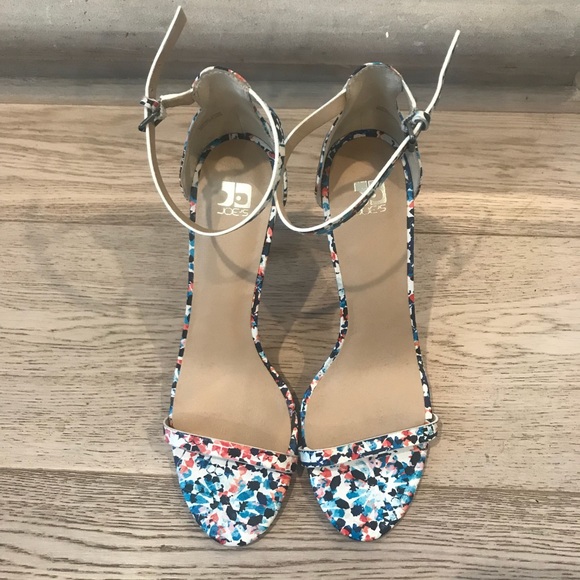 NEW! Bright colored paint splattered strappy heels - Picture 2 of 8